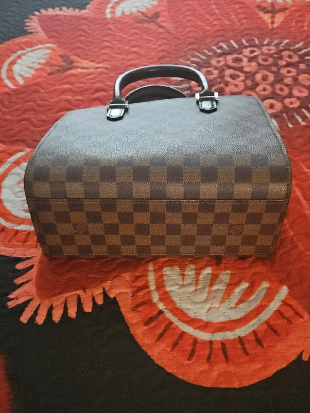 Brown Checkered Satchel Handbag